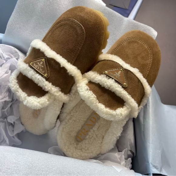 Prada Shoes - Prada Cream Shearling Lined Footwear